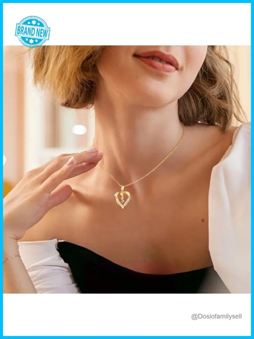 Dainty 14K Gold Plated CZ Heart Initial Pendant Necklace with Letter A-Z